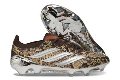 Adidas Predator 26 Elite FG Firm Ground Soccer Cleats - Brown/Mahogany/Metallic Silver