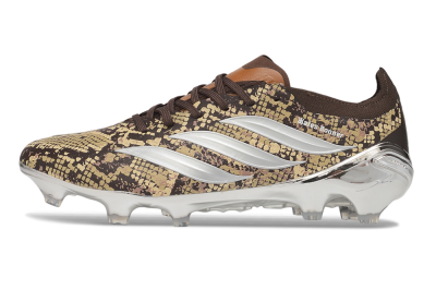 Adidas Predator 26 Elite FG Firm Ground Soccer Cleats - Brown/Mahogany/Metallic Silver