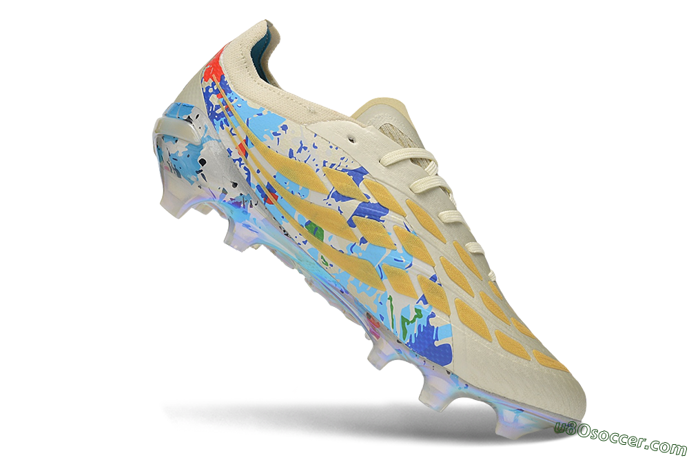 Adidas Predator 26 Elite FG Firm Ground Soccer Cleats - Beige/Metallic Gold/Multi-color Splash 4