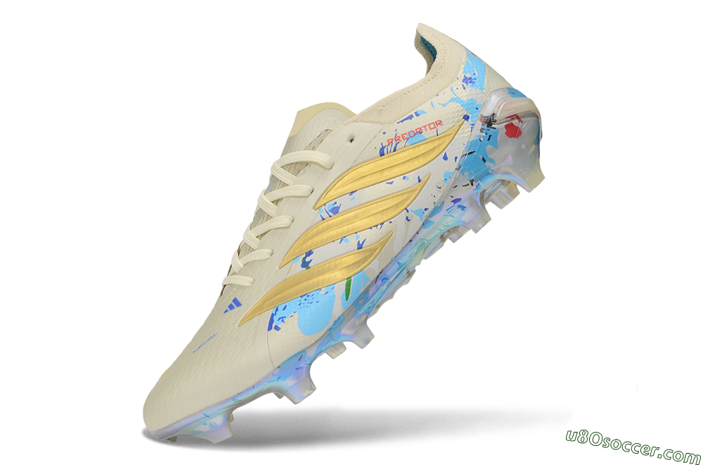 Adidas Predator 26 Elite FG Firm Ground Soccer Cleats - Beige/Metallic Gold/Multi-color Splash 5