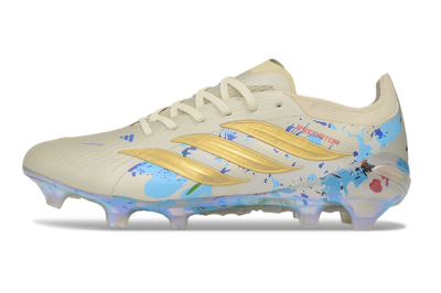Adidas Predator 26 Elite FG Firm Ground Soccer Cleats - Beige/Metallic Gold/Multi-color Splash