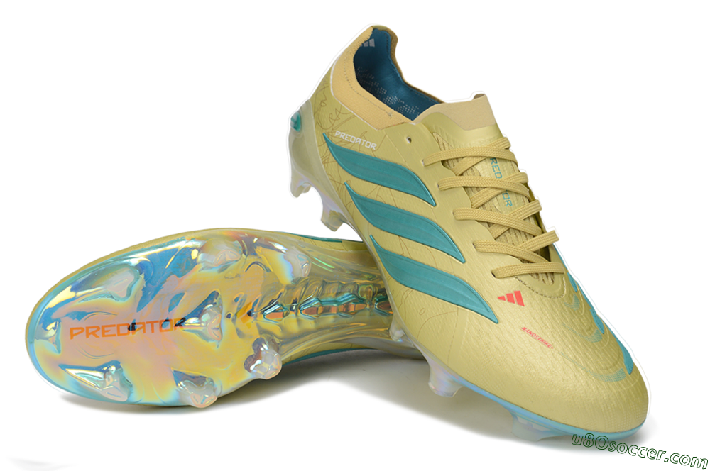 Adidas Predator 26 Elite FG Firm Ground Soccer Cleats - Gold/Champagne Gold/Teal Tint 3