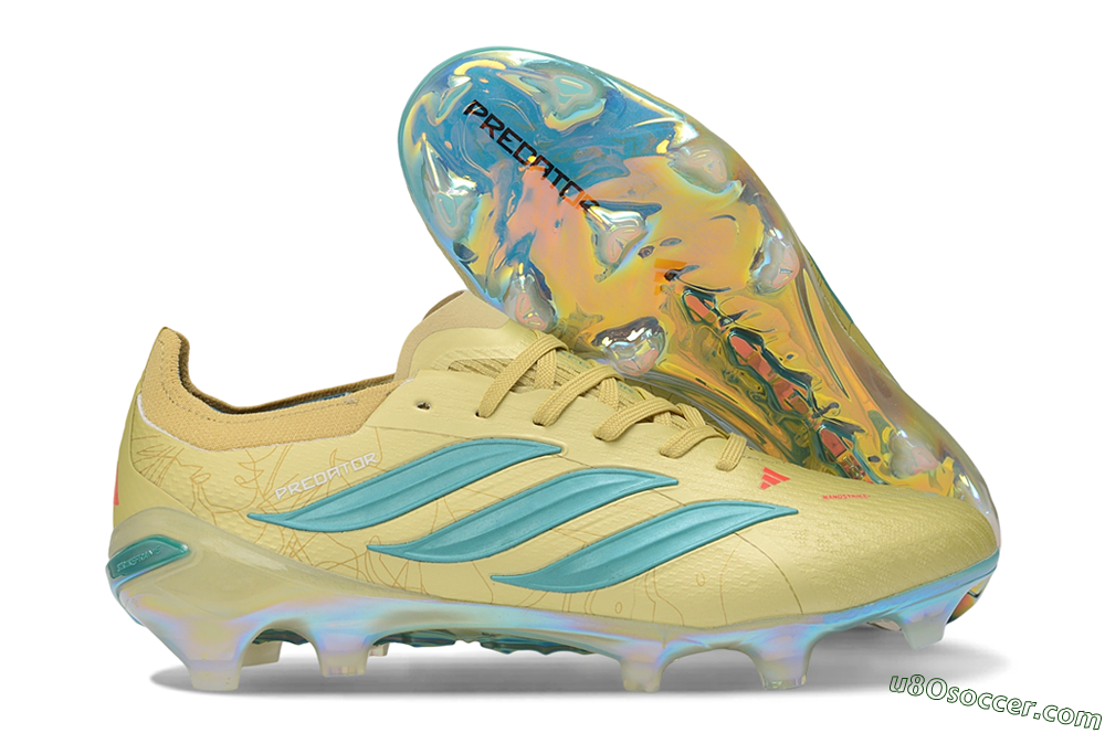 Adidas Predator 26 Elite FG Firm Ground Soccer Cleats - Gold/Champagne Gold/Teal Tint 1