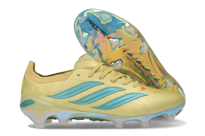 Adidas Predator 26 Elite FG Firm Ground Soccer Cleats - Gold/Champagne Gold/Teal Tint