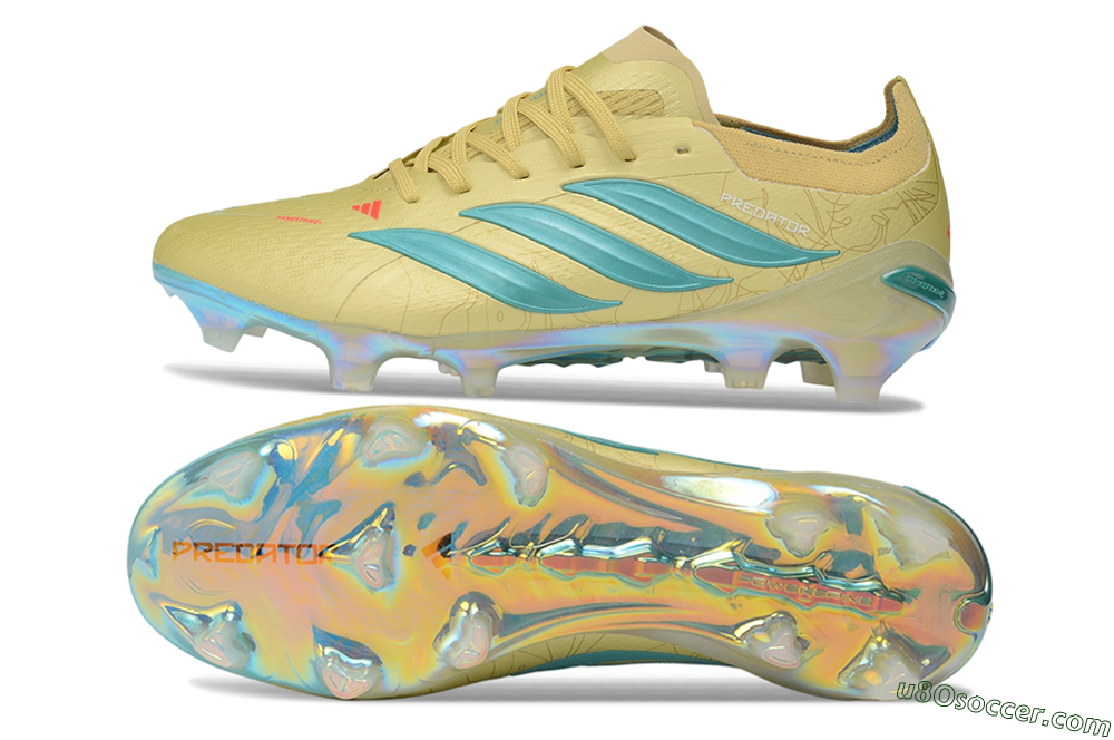 Adidas Predator 26 Elite FG Firm Ground Soccer Cleats - Gold/Champagne Gold/Teal Tint 0