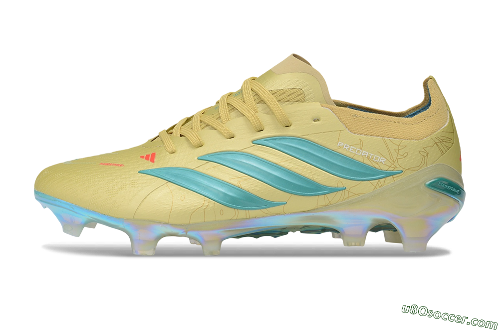 Adidas Predator 26 Elite FG Firm Ground Soccer Cleats - Gold/Champagne Gold/Teal Tint 2