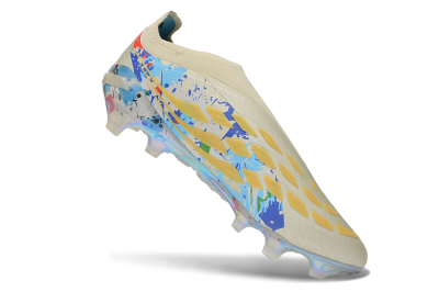 Adidas Predator 26 Elite Laceless FG Firm Ground Soccer Cleats - Beige/Metallic Gold/Iridescent Multi