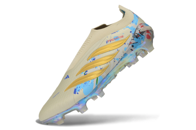 Adidas Predator 26 Elite Laceless FG Firm Ground Soccer Cleats - Beige/Metallic Gold/Iridescent Multi