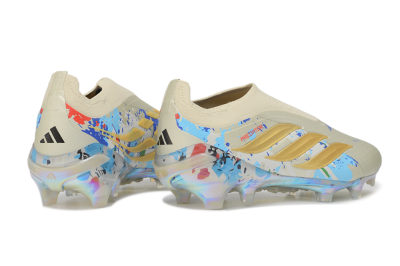 Adidas Predator 26 Elite Laceless FG Firm Ground Soccer Cleats - Beige/Metallic Gold/Iridescent Multi