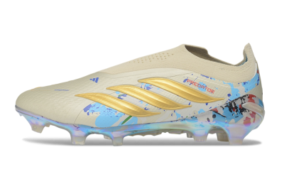 Adidas Predator 26 Elite Laceless FG Firm Ground Soccer Cleats - Beige/Metallic Gold/Iridescent Multi
