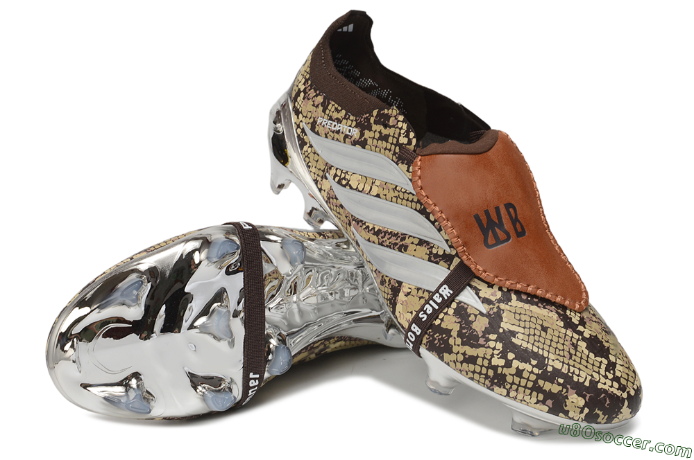 Adidas Predator 26 Elite Fold-Over Tongue FG Firm Ground Soccer Cleats - Brown/Mahogany/Silver Metallic 3