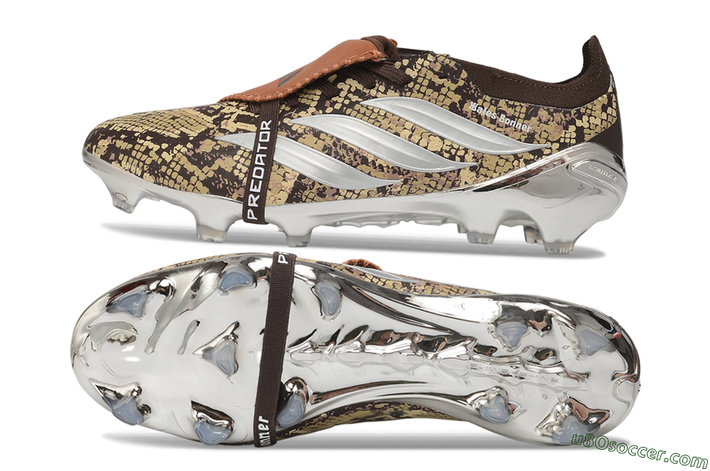 Adidas Predator 26 Elite Fold-Over Tongue FG Firm Ground Soccer Cleats - Brown/Mahogany/Silver Metallic 0