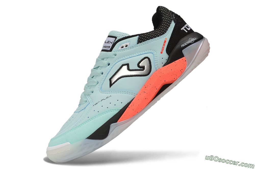 Joma Top Flex IC Indoor & Futsal Soccer Shoes - Turquoise/Mint Turquoise/Coral Orange 5