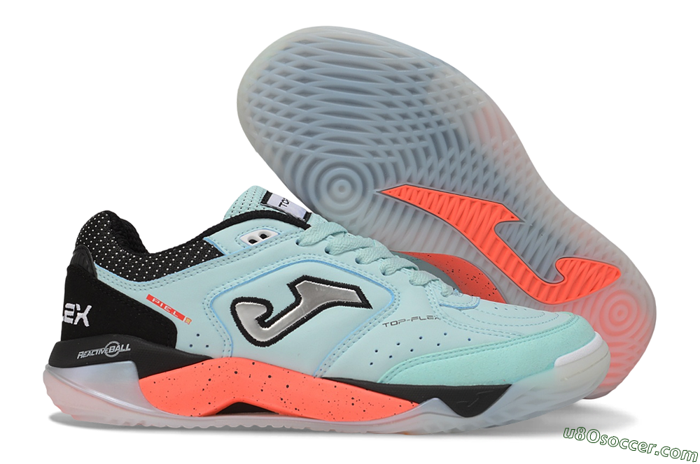 Joma Top Flex IC Indoor & Futsal Soccer Shoes - Turquoise/Mint Turquoise/Coral Orange 1