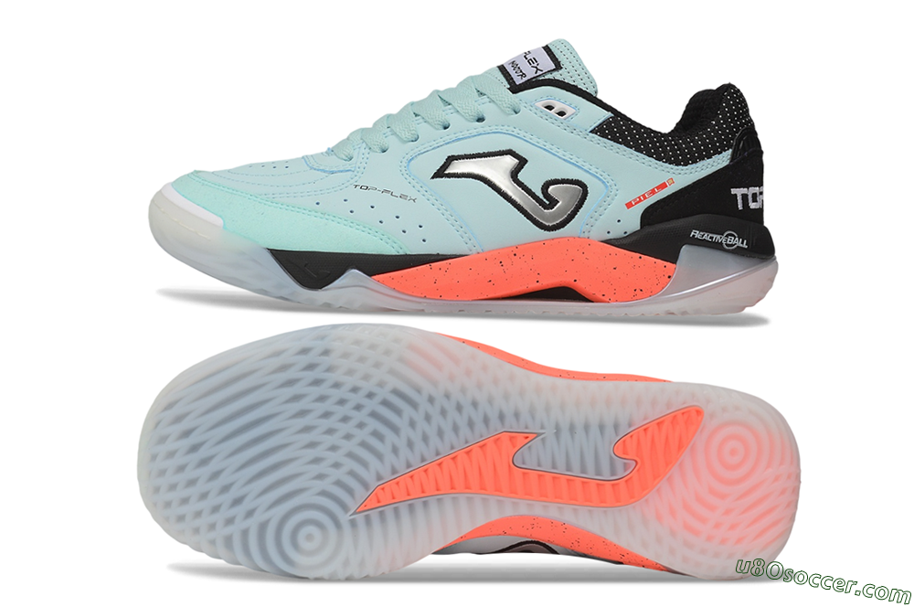 Joma Top Flex IC Indoor & Futsal Soccer Shoes - Turquoise/Mint Turquoise/Coral Orange 0