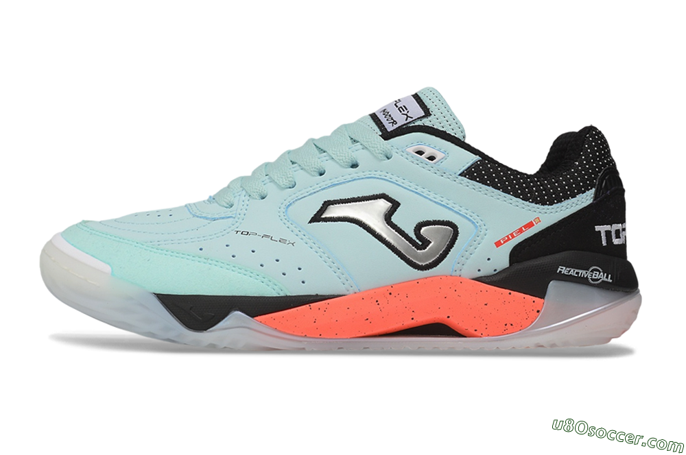 Joma Top Flex IC Indoor & Futsal Soccer Shoes - Turquoise/Mint Turquoise/Coral Orange 2