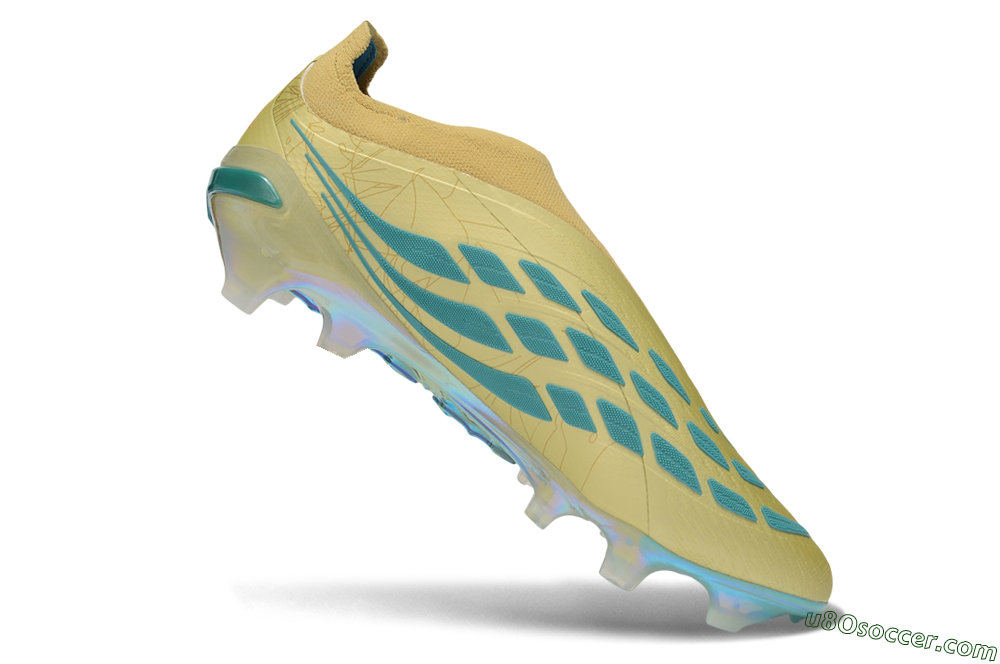 Adidas Predator 26 Elite Laceless FG Firm Ground Soccer Cleats - Gold/Desert Gold/Metallic Teal 4