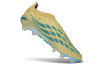Adidas Predator 26 Elite Laceless FG Firm Ground Soccer Cleats - Gold/Desert Gold/Metallic Teal