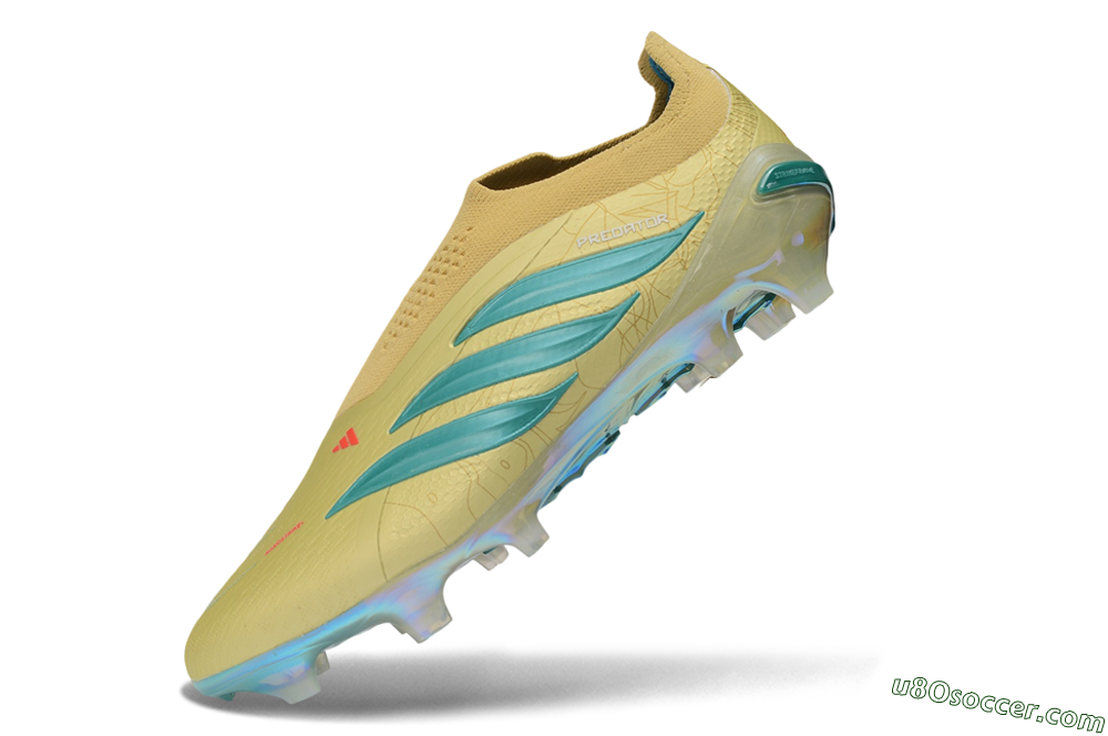 Adidas Predator 26 Elite Laceless FG Firm Ground Soccer Cleats - Gold/Desert Gold/Metallic Teal 5