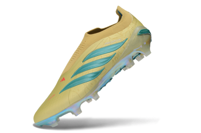 Adidas Predator 26 Elite Laceless FG Firm Ground Soccer Cleats - Gold/Desert Gold/Metallic Teal