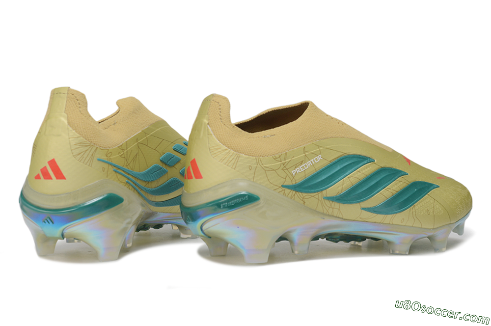 Adidas Predator 26 Elite Laceless FG Firm Ground Soccer Cleats - Gold/Desert Gold/Metallic Teal 6