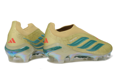 Adidas Predator 26 Elite Laceless FG Firm Ground Soccer Cleats - Gold/Desert Gold/Metallic Teal