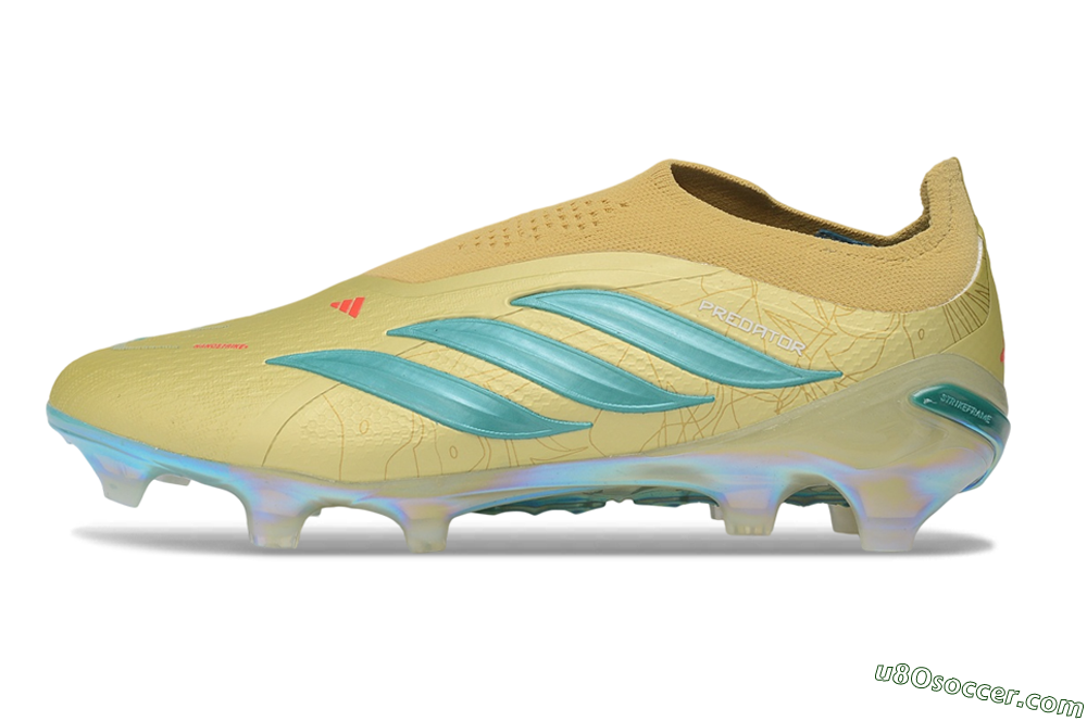 Adidas Predator 26 Elite Laceless FG Firm Ground Soccer Cleats - Gold/Desert Gold/Metallic Teal 2