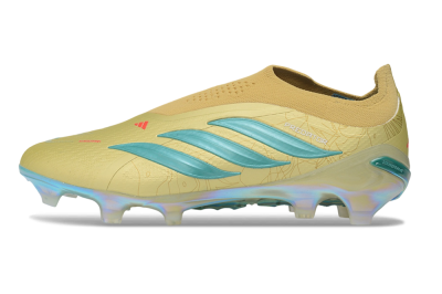 Adidas Predator 26 Elite Laceless FG Firm Ground Soccer Cleats - Gold/Desert Gold/Metallic Teal