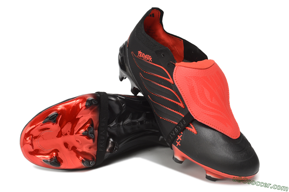 Adidas Predator 26 Elite Fold-Over Tongue FG Firm Ground Soccer Cleats - Black/Core Black/Solar Red 3