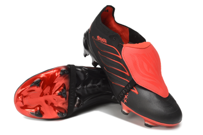 Adidas Predator 26 Elite Fold-Over Tongue FG Firm Ground Soccer Cleats - Black/Core Black/Solar Red
