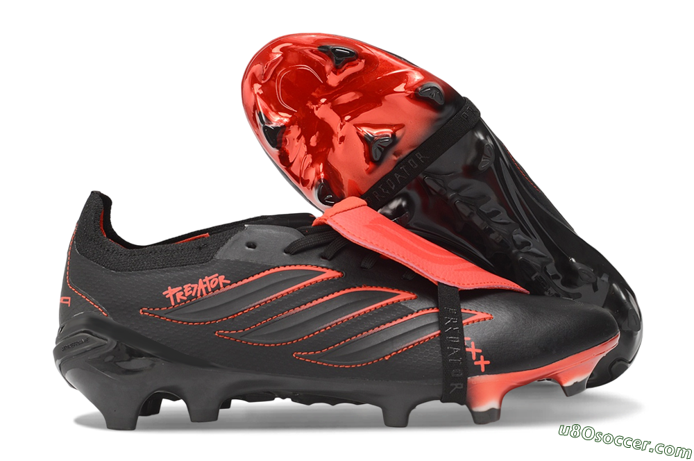 Adidas Predator 26 Elite Fold-Over Tongue FG Firm Ground Soccer Cleats - Black/Core Black/Solar Red 1