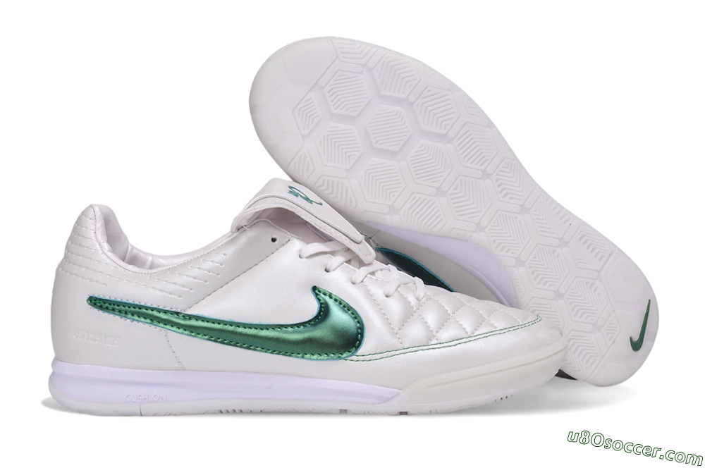 Nike Tiempo Legend SE TF Artificial Turf Soccer Shoes - White/Pearlescent White/Metallic Emerald 1