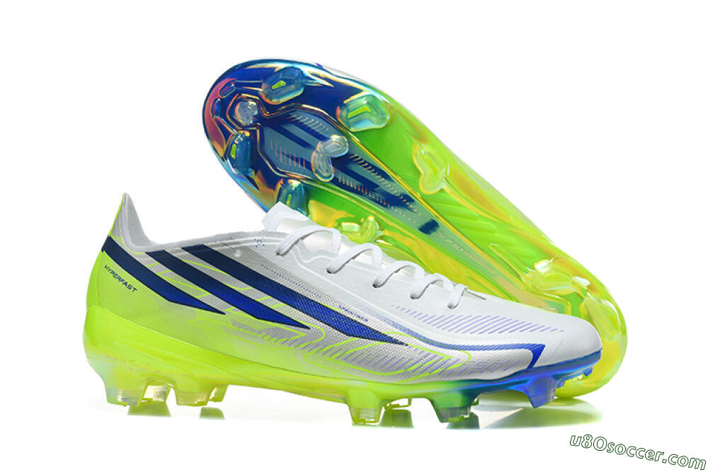 Adidas F50 Hyperfast Elite FG Firm Ground Soccer Cleats - White/Lucid Lemon/Lucid Blue 1