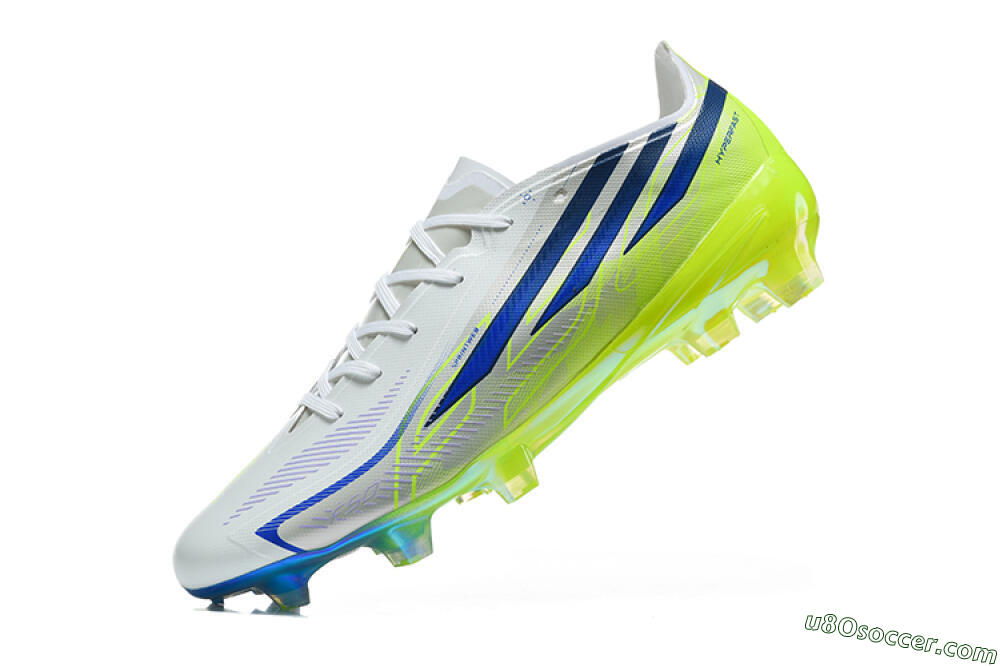 Adidas F50 Hyperfast Elite FG Firm Ground Soccer Cleats - White/Lucid Lemon/Lucid Blue 8