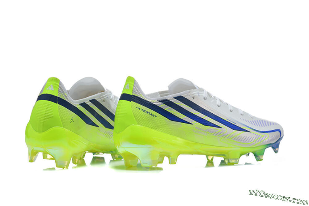 Adidas F50 Hyperfast Elite FG Firm Ground Soccer Cleats - White/Lucid Lemon/Lucid Blue 9