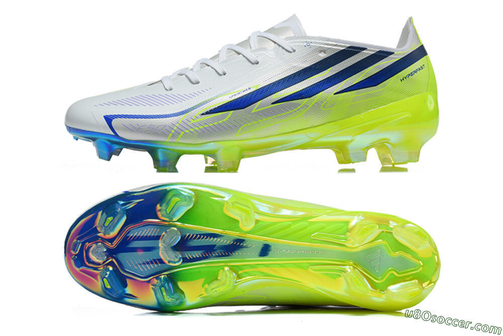 Adidas F50 Hyperfast Elite FG Firm Ground Soccer Cleats - White/Lucid Lemon/Lucid Blue 0