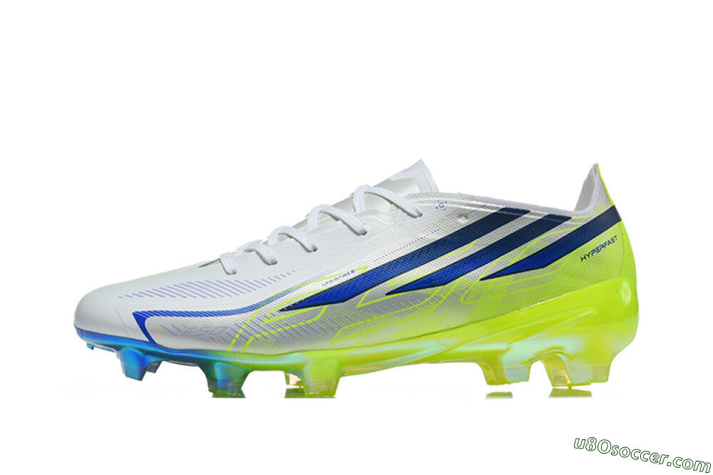 Adidas F50 Hyperfast Elite FG Firm Ground Soccer Cleats - White/Lucid Lemon/Lucid Blue 2
