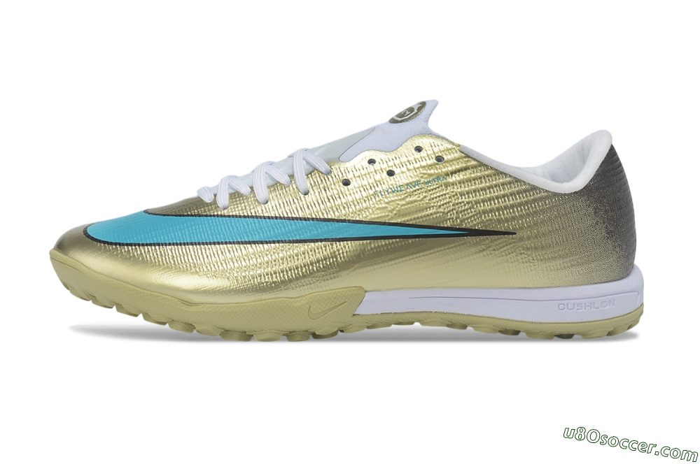 Nike Air Zoom Mercurial Superfly 11 Elite TF Artificial Turf Soccer Shoes - Gold/Metallic Gold/Chlorine Blue 2
