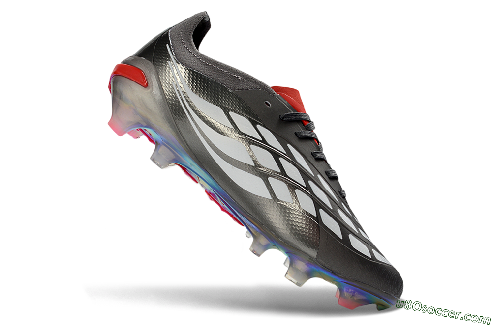 Adidas Predator 26 Elite FG Firm Ground Soccer Cleats - Grey/Metallic Silver/Solar Red 5