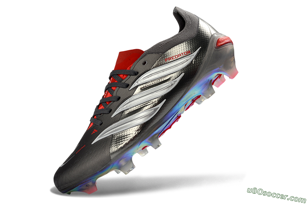Adidas Predator 26 Elite FG Firm Ground Soccer Cleats - Grey/Metallic Silver/Solar Red 6