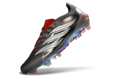Adidas Predator 26 Elite FG Firm Ground Soccer Cleats - Grey/Metallic Silver/Solar Red