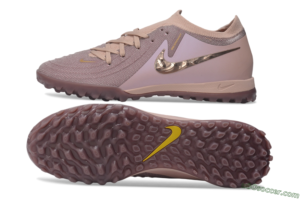 Nike Phantom GX 2 Elite TF Artificial Turf Soccer Shoes - Pink/Dusty Rose/Metallic Bronze 0
