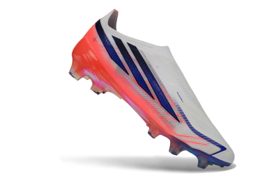 Adidas F50 Hyperfast Elite Laceless FG Firm Ground Soccer Cleats - White/Solar Red/Lucid Blue
