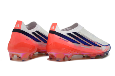 Adidas F50 Hyperfast Elite Laceless FG Firm Ground Soccer Cleats - White/Solar Red/Lucid Blue