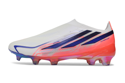 Adidas F50 Hyperfast Elite Laceless FG Firm Ground Soccer Cleats - White/Solar Red/Lucid Blue