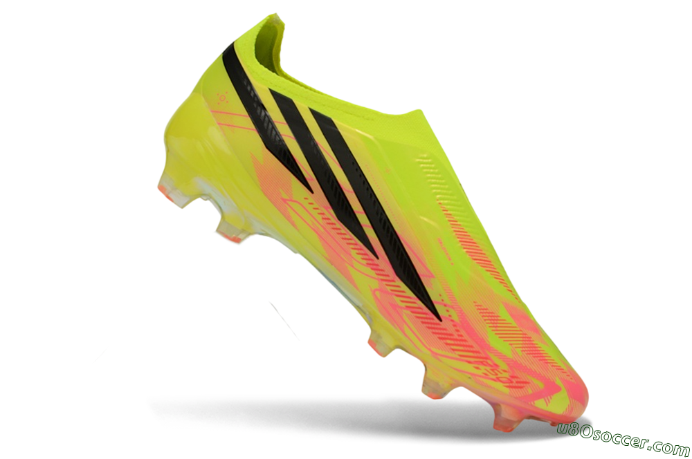 Adidas F50 Hyperfast Elite Laceless FG Firm Ground Soccer Cleats - Yellow/Solar Yellow/Lucid Pink 5
