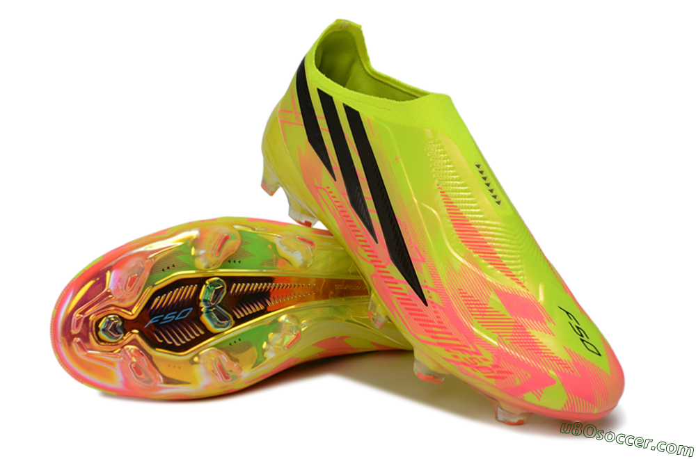 Adidas F50 Hyperfast Elite Laceless FG Firm Ground Soccer Cleats - Yellow/Solar Yellow/Lucid Pink 4