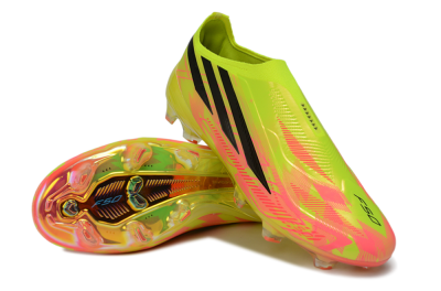 Adidas F50 Hyperfast Elite Laceless FG Firm Ground Soccer Cleats - Yellow/Solar Yellow/Lucid Pink