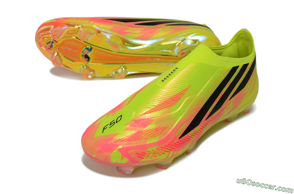 Adidas F50 Hyperfast Elite Laceless FG Firm Ground Soccer Cleats - Yellow/Solar Yellow/Lucid Pink 3