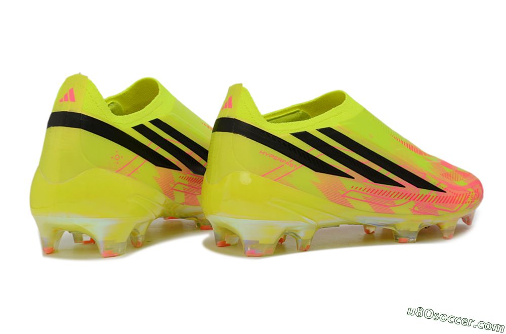 Adidas F50 Hyperfast Elite Laceless FG Firm Ground Soccer Cleats - Yellow/Solar Yellow/Lucid Pink 7